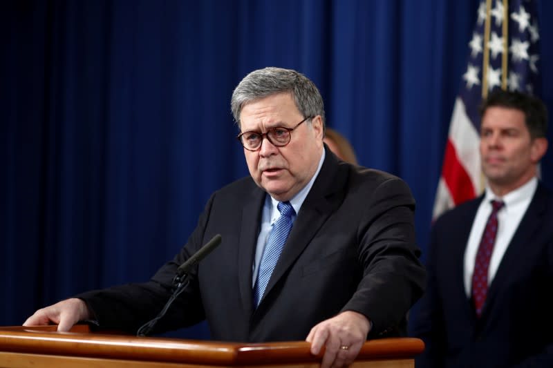 U.S. Attorney General Barr announces findings from Pensacola shootings investigation during news conference at Justice Department in Washington