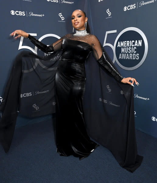 In this picture released on October 6, 2024, Jennifer Hudson arrives at the American Music Awards 50th Anniversary Special at the LA Center Studios in Los Angeles, California.