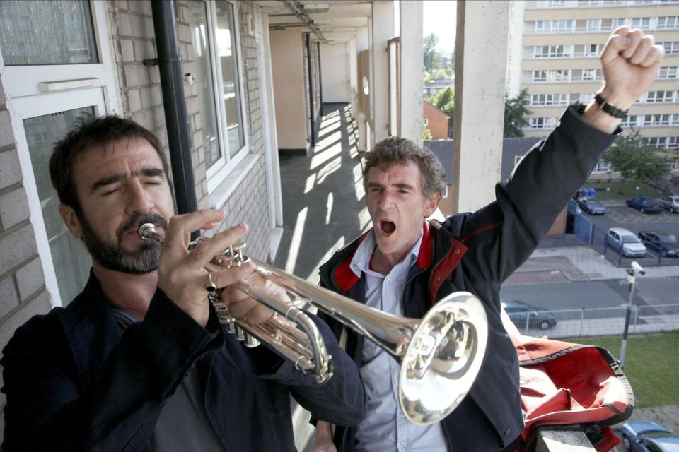 Meta: Cantona plays himself as a hallucination in Ken Loach’s ‘Looking for Eric’ (Alamy)