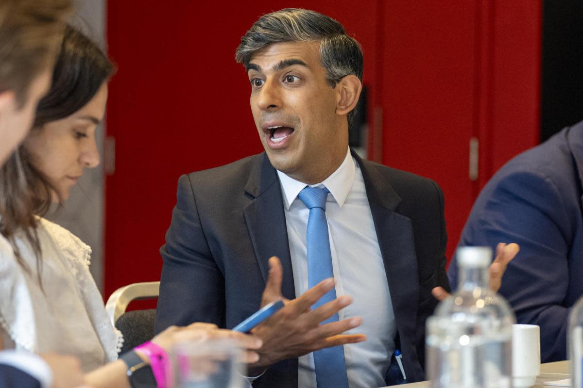 Rishi Sunak speaks to journalists in Edinburgh after the launch of the Tory manifesto <i>(Image: PA)</i>