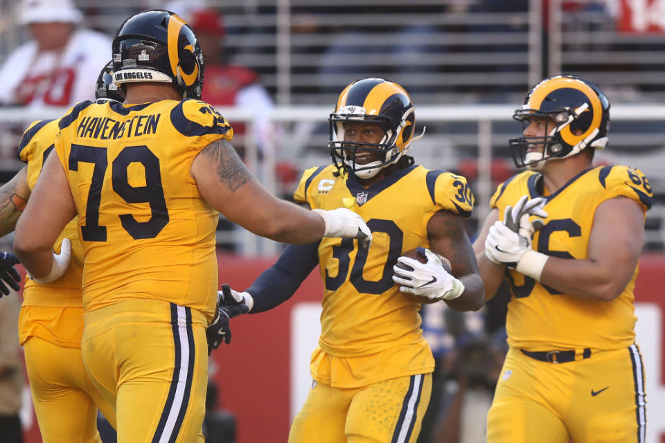 Could Todd Gurley and the 2018 Rams equal their 2000-era counterparts? (Getty)
