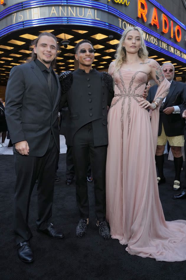 Prince Jackson, Myles Frost, and Paris Jackson attend the 75th Annual Tony Awards at Radio City Music Hall. (Photo: Kevin Mazur via Getty Images)