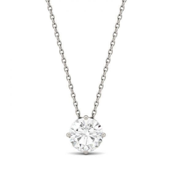 Round Forever One Moissanite Solitaire Pendant