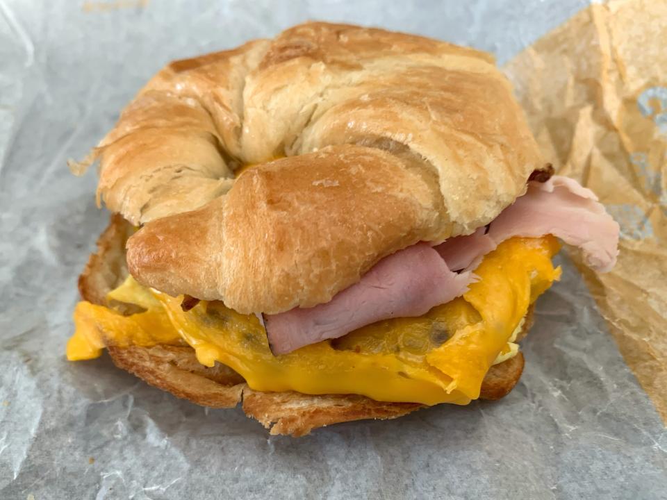 Burger King Ham, cheese, and egg Croissan'wich on white wrapper