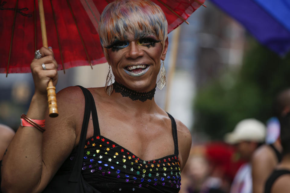 <p>A reveler attends the annual Pride Parade on June 24, 2018 in New York City. (Photo: Kena Betancur/Getty Images) </p>