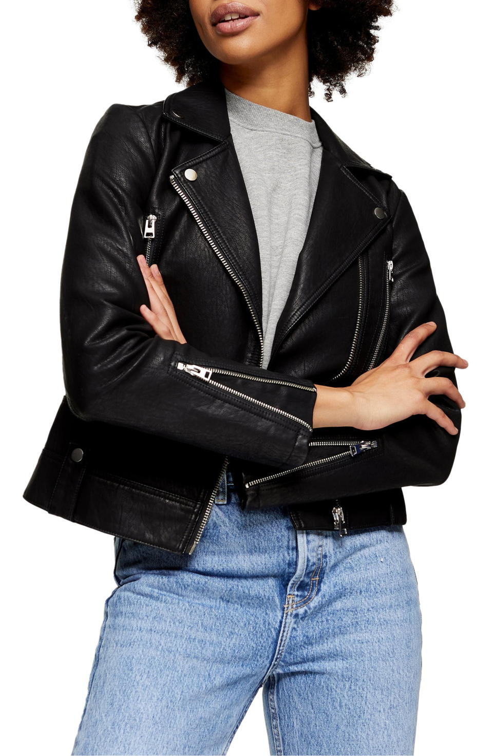 TOPSHOP faux leather biker jacket (Photo via Nordstrom)