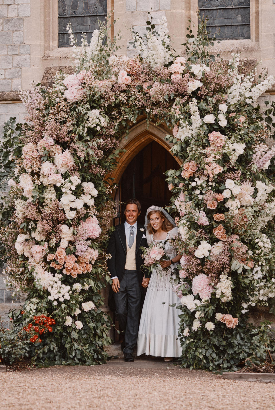 Princess Beatrice and Edoardo Mapelli Mozzi leave the Royal Chapel of All Saints at Royal Lodge, Windsor, after their wedding.