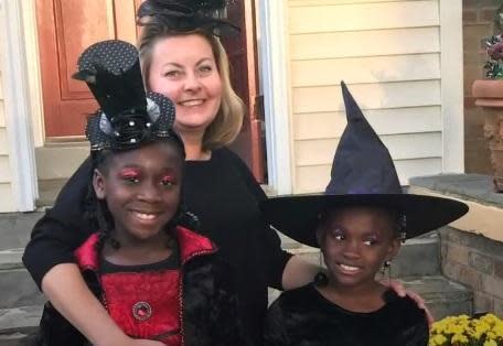 Caroline Brasler with her two adopted daughters in September 2020. / Credit: WUSA-TV