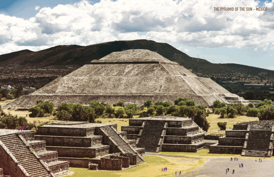 <p>An urban center in central Mexico, the Pyramid of the Sun was constructed between the 1st and 7th centuries A.D. as the largest building in Teotihuacan, a site of Mesoamerican archeological ruins northeast of Mexico City. It is one of the oldest pyramids in central Mexico. Seeing it now in its full form - likely around 216 feet tall, 720 feet wide and 760 feet long - would certainly continue to impress</p>