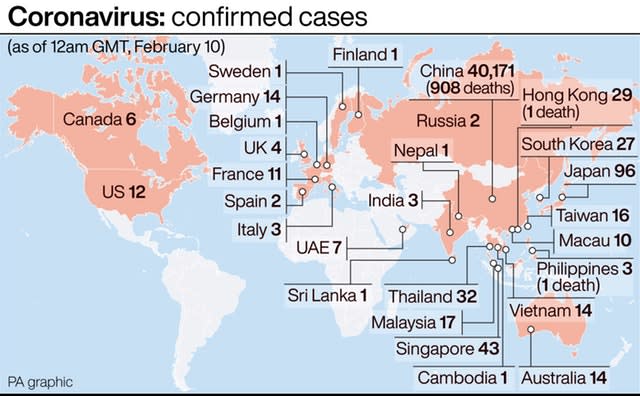 Coronavirus: confirmed cases.