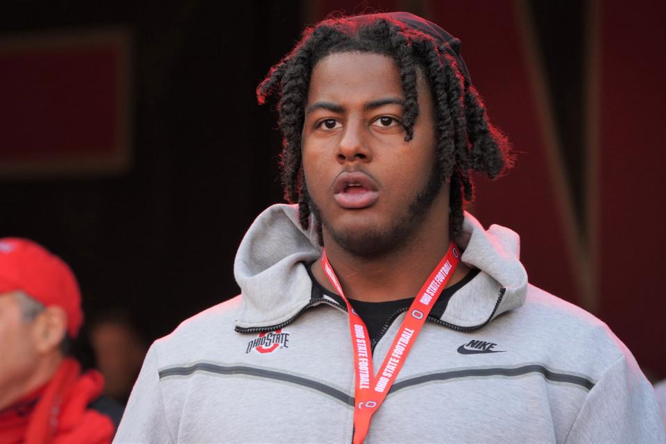 Recruit Jordan Seaton visits Ohio Stadium during the Ohio State, Michigan game.