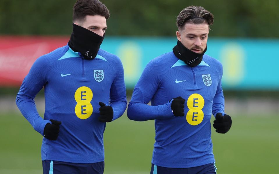 Declan Rice and Jack Grealish training with England