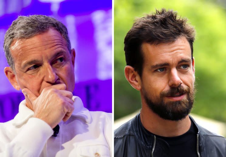 Bob Iger, Disney CEO; Jack Dorsey, Twitter CEO