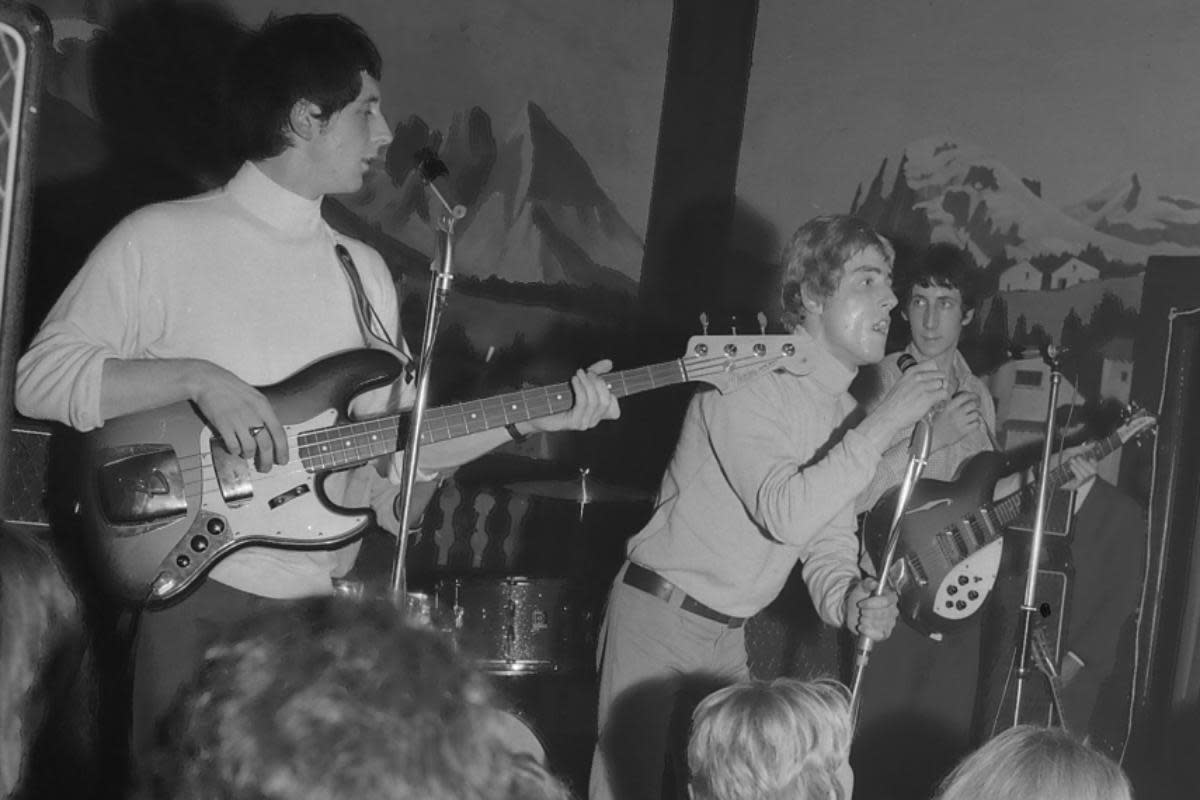 John Entwistle, Roger Daltrey and Pete Townshend performing at Watford Trade Union Hall in October 1965 <i>(Image: Watford Observer)</i>