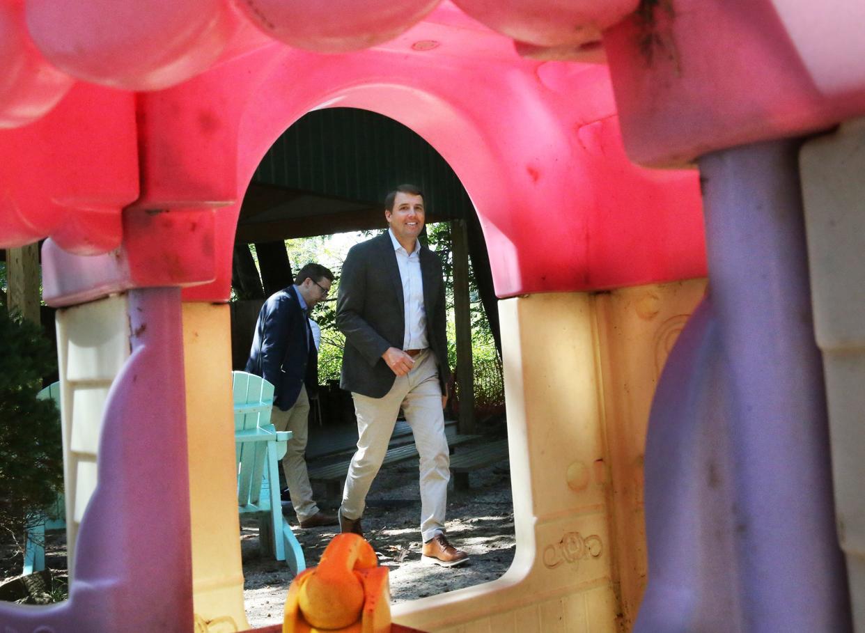 Rep. Chris Pappas, D-New Hampshire, visits Acorn School in Stratham for a discussion with childcare advocates and staff of Seacoast area childcare facilities Tuesday, Aug. 22, 2023.