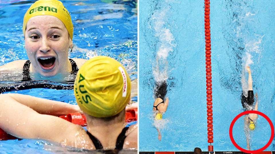 Mollie O'Callaghan and Ariarne Titmus in the 200m freestyle final.