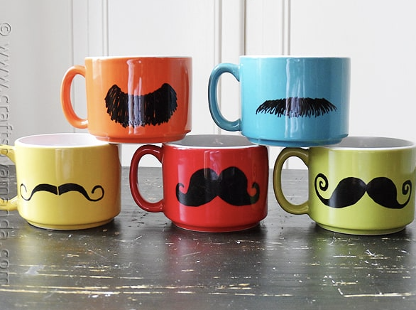 8) Mustache Mugs