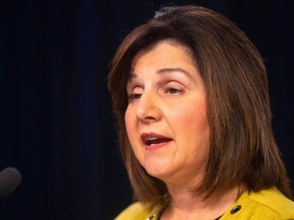 Alberta Education Minister Adriana LaGrange says she doesn't have specific participation goals for classroom pilot testing of new draft K-6 Francophone, French immersion language arts and science curriculum. (Jason Franson/The Canadian Press - image credit)