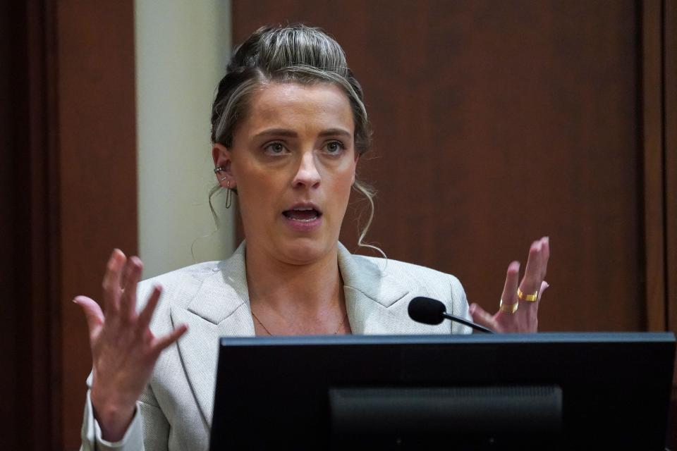 Amber Heard's sister Whitney Henriquez testifies during the Heard-Johnny Deppy defamation trial.