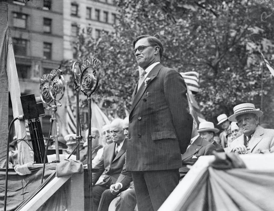 Governor Eugene Talmadge of Georgia speaking during Flag Day ceremonies in 1933. <a href="https://www.gettyimages.com/detail/news-photo/photo-shows-governor-eugene-talmadge-of-georgia-speaking-news-photo/515355578?phrase=eugene%20talmadge%20georgia&adppopup=true" rel="nofollow noopener" target="_blank" data-ylk="slk:Bettmann/Getty Images;elm:context_link;itc:0;sec:content-canvas" class="link ">Bettmann/Getty Images</a>