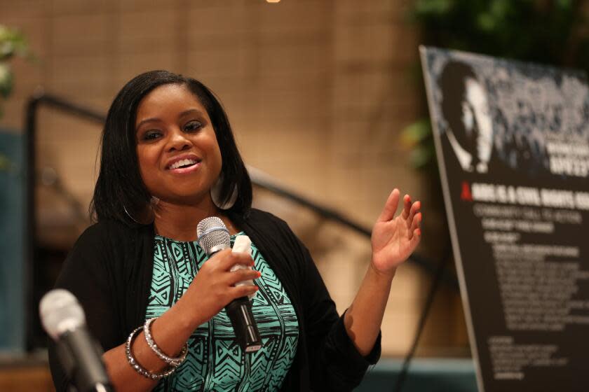 Hydeia Broadbent speaks at an Evening of Action/Town Hall Discussion