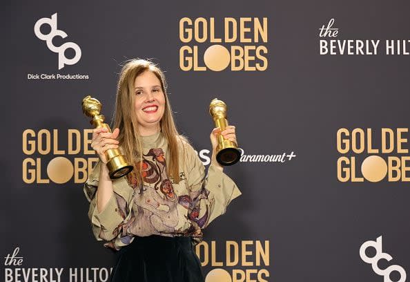 Justine Triet, winner of the Best Screenplay, Motion Picture award for 