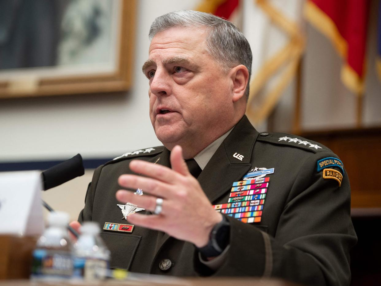 General Mark Milley, Chairman of the Joint Chiefs of Staff, testifies on the department’s fiscal year 2022 budget request. (AFP via Getty Images)