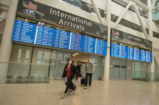 An arrivals area at Pearson International Airport in March, 2020. International medical students said they are concerned about flying to Canada for an exam during the COVID-19 pandemic. 