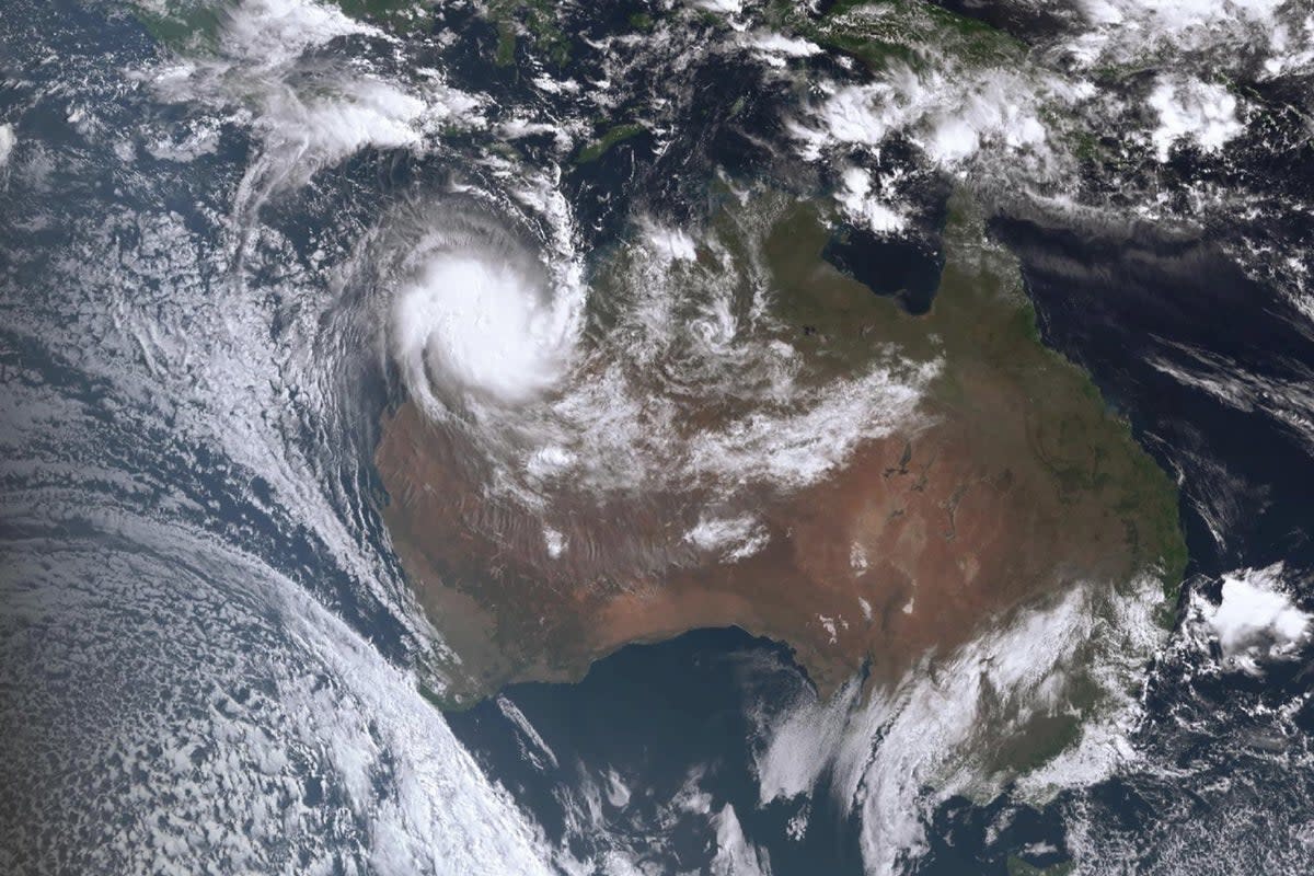 Cyclone crosses Western Australia state’s Pilbara coast as a severe Category 5 storm (EPA)