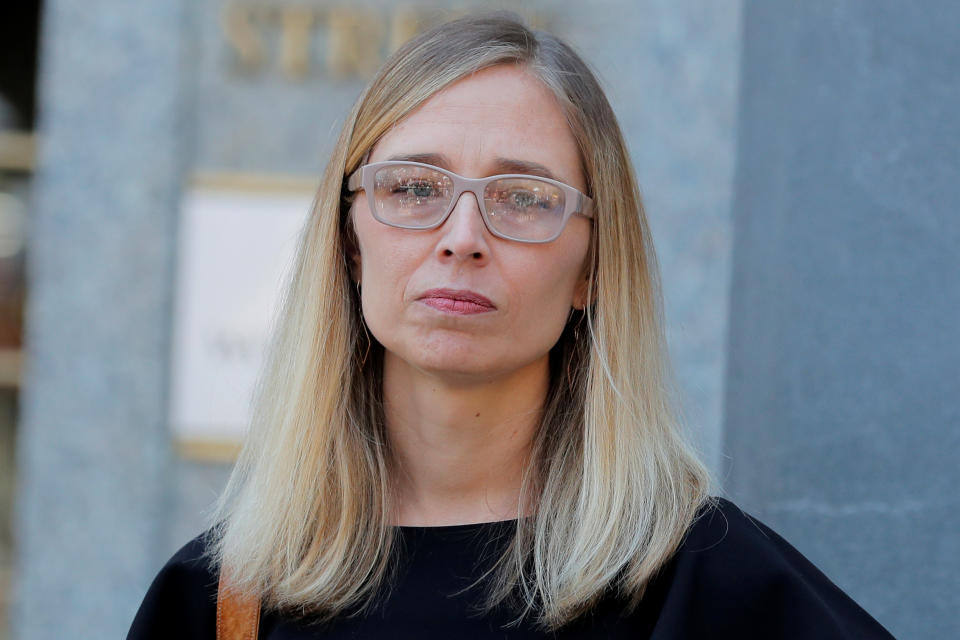Annie Farmer leaves the courthouse after a bail hearing in U.S. financier Jeffrey Epstein's sex trafficking case in New York City (Lucas Jackson / Reuters file)