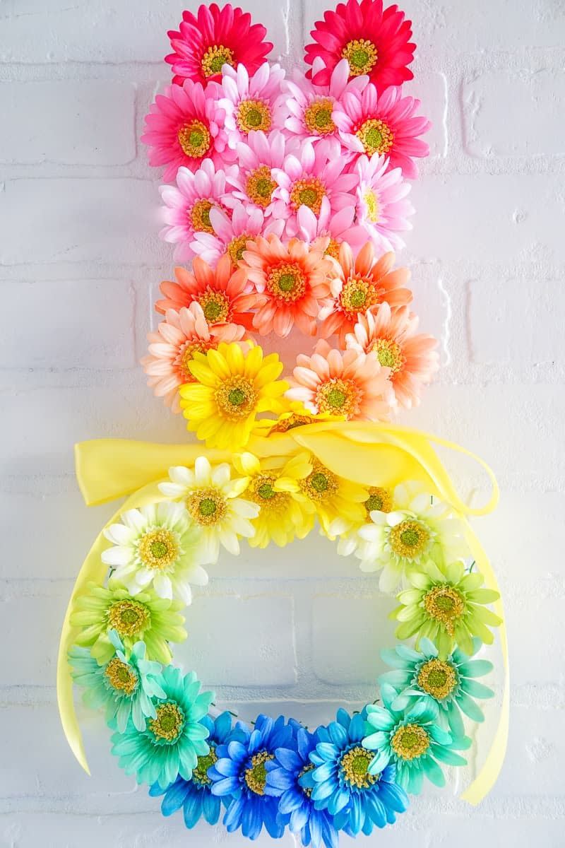 rainbow bunny easter wreath