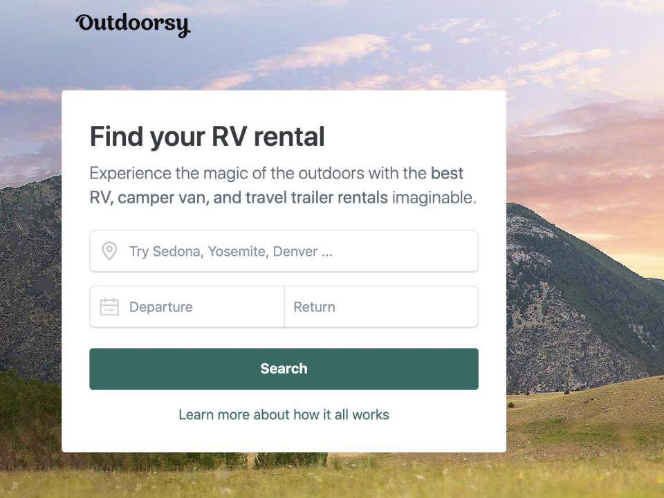 Outdoorsy's landing page.