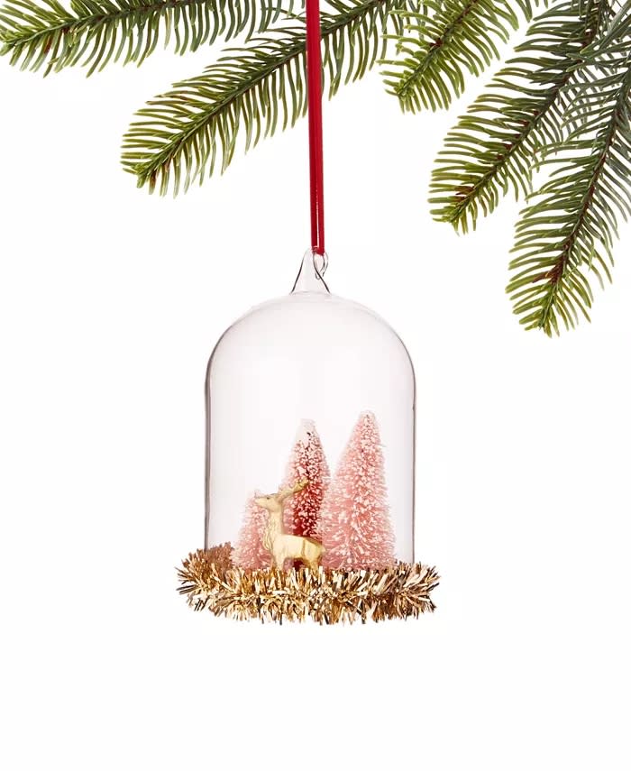 Deer and trees glass dome ornament