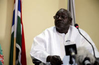 Halifa Sala, President's Barrow's spokeperson for the coalition denies that an agreement has been reached with President Yahya Jammeh during a press conference in Banjul, Gambia. January 20, 2017 REUTERS/Afolabi Sotunde