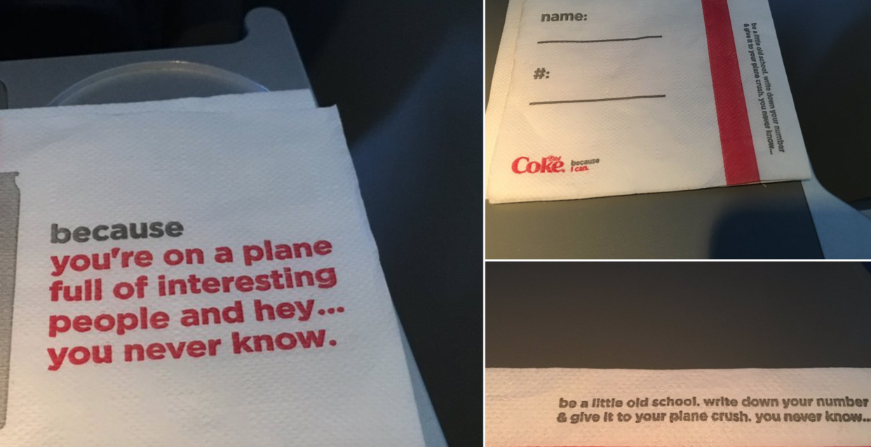 Coca-Cola and Delta have apologized for the messages printed on napkins on some flights. (Photo: Twitter)