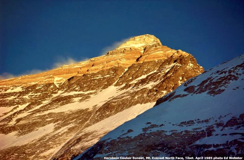 Hornbein Couloir at sunset. 