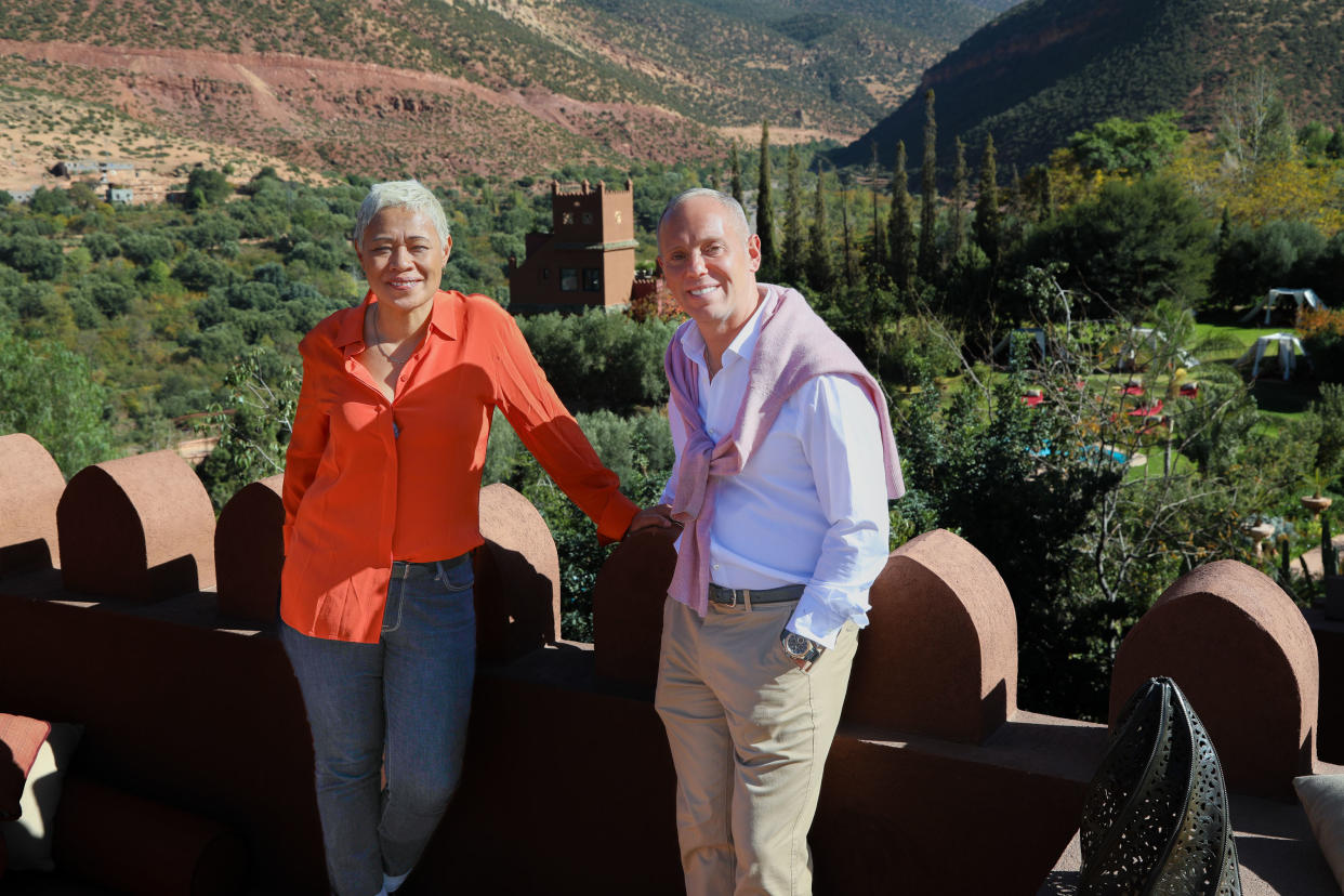  In Amazing Hotels: Life Beyond the Lobby 2023 Monica Galetti and Rob Rinder visit Moroccan gem Kasbah Tamadot.  