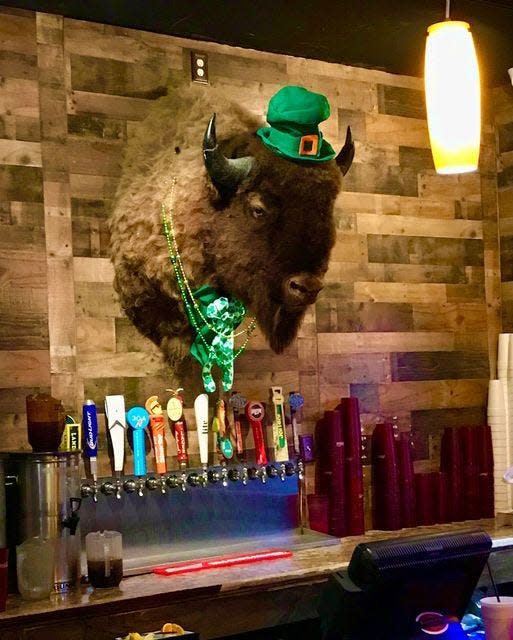 The buffalo at Buffalo Jack's is always in a festive mood.