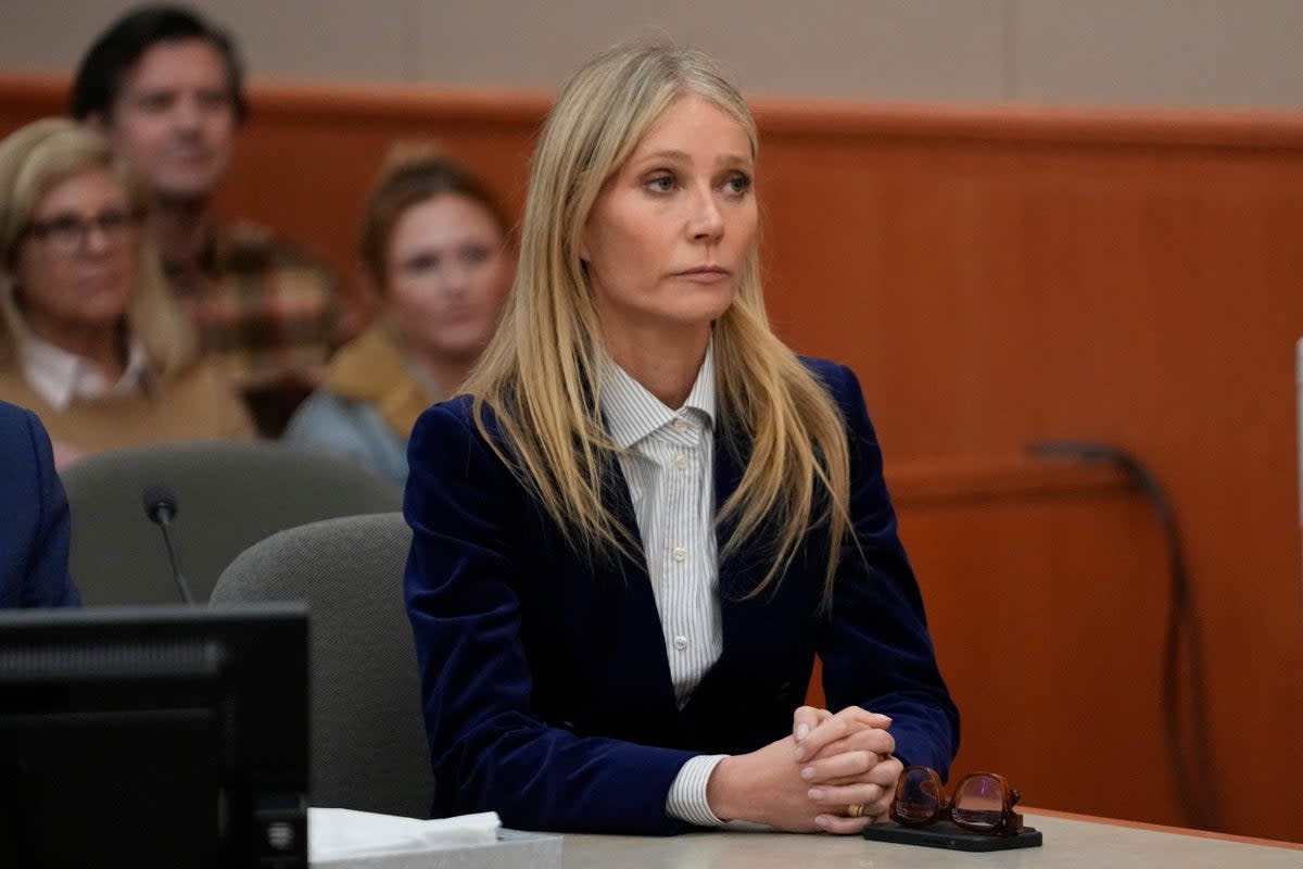 US actress Gwyneth Paltrow reacts to the verdict in the trial over her 2016 ski collision with 76-year-old Terry Sanderson (POOL/AFP via Getty Images)