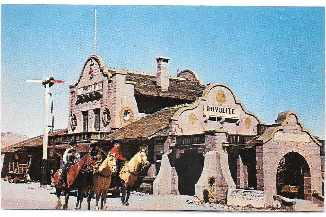Rhyolite Train Depot Nevada Postcard Vintage