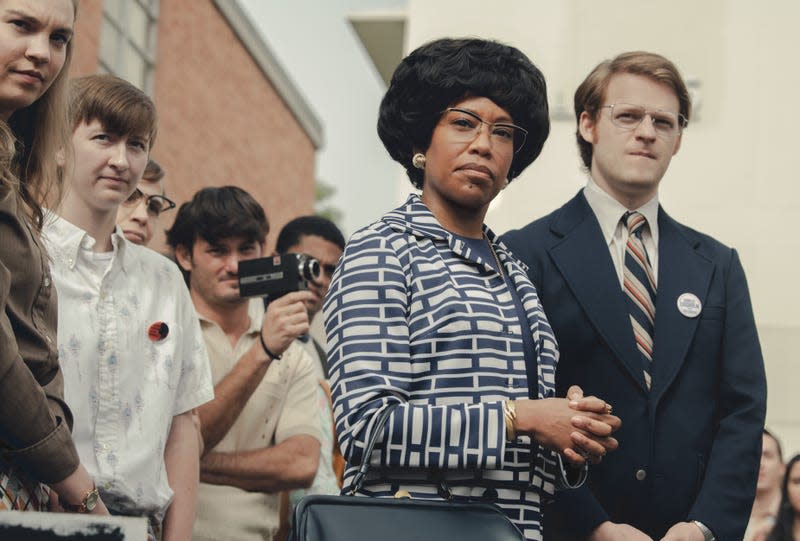 Regina King as Shirley Chisholm and Lucas Hedges as Robert Gottlieb in Shirley. - Photo: Glen Wilson/Netflix