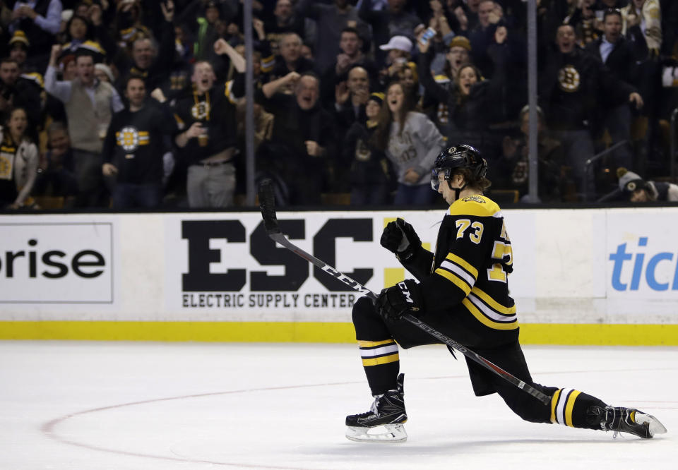 This is the tightest Calder race in years, with several forwards and Bruins rookie blueliner Charlie McAvoy leading the way. (AP Photo/Charles Krupa)