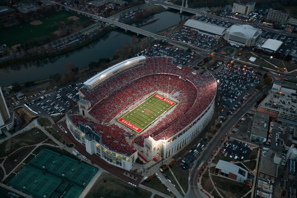 Aerial of Ohio Stadium where Ohio State was playing Penn State in 2010. 