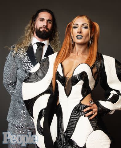 <p>Ben Trivett/Shutterstock for PEOPLE</p> Seth Rollins and Becky Lynch