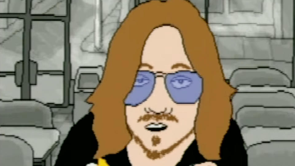 A cartoon drawing of Mitch Hedberg on Dr. Katz