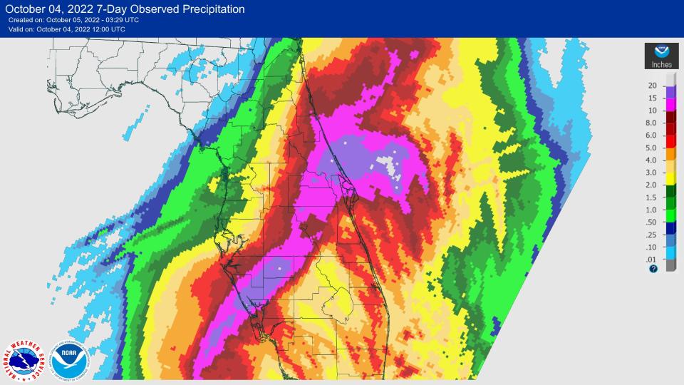 This NOAA image shows Hurricane Ian's swath of rainfall across Florida.