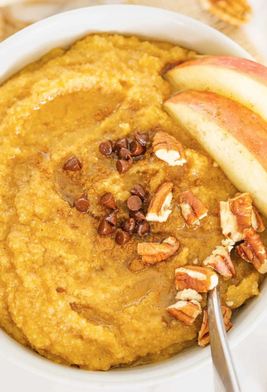 <p>Baba Ganoush</p><p>Enjoy a delicious bowl of pumpkin spice cream of wheat loaded with your favorite toppings, ready in under 10 minutes! </p><p><strong>Get the recipe: <em><a href="https://www.babaganosh.org/pumpkin-cream-of-wheat/" rel="nofollow noopener" target="_blank" data-ylk="slk:Pumpkin Spice Cream of Wheat;elm:context_link;itc:0;sec:content-canvas" class="link ">Pumpkin Spice Cream of Wheat</a></em></strong></p>