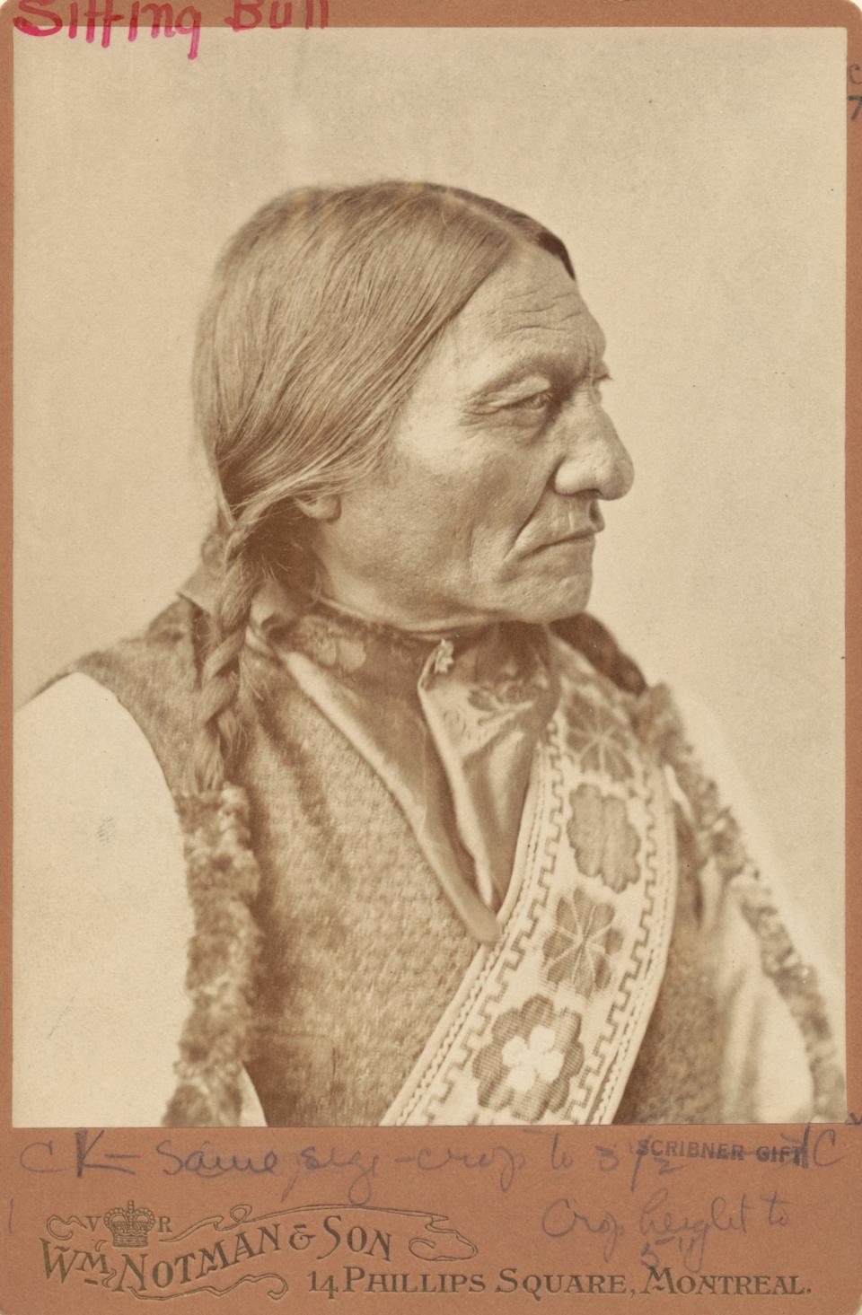 This handout picture provided by the National Portrait Gallery, shows a photograph of Legendary Native American leader Sitting Bull taken in 1885.