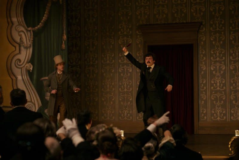 John Wilkes Booth (Anthony Boyle) shouts "Freedom for the South" after assassinating Abraham Lincoln. Photo courtesy of Apple TV+