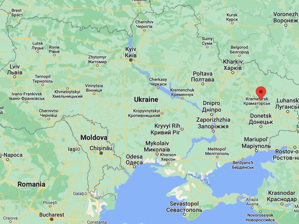 Location of Lyman, in eastern Ukraine (Google)